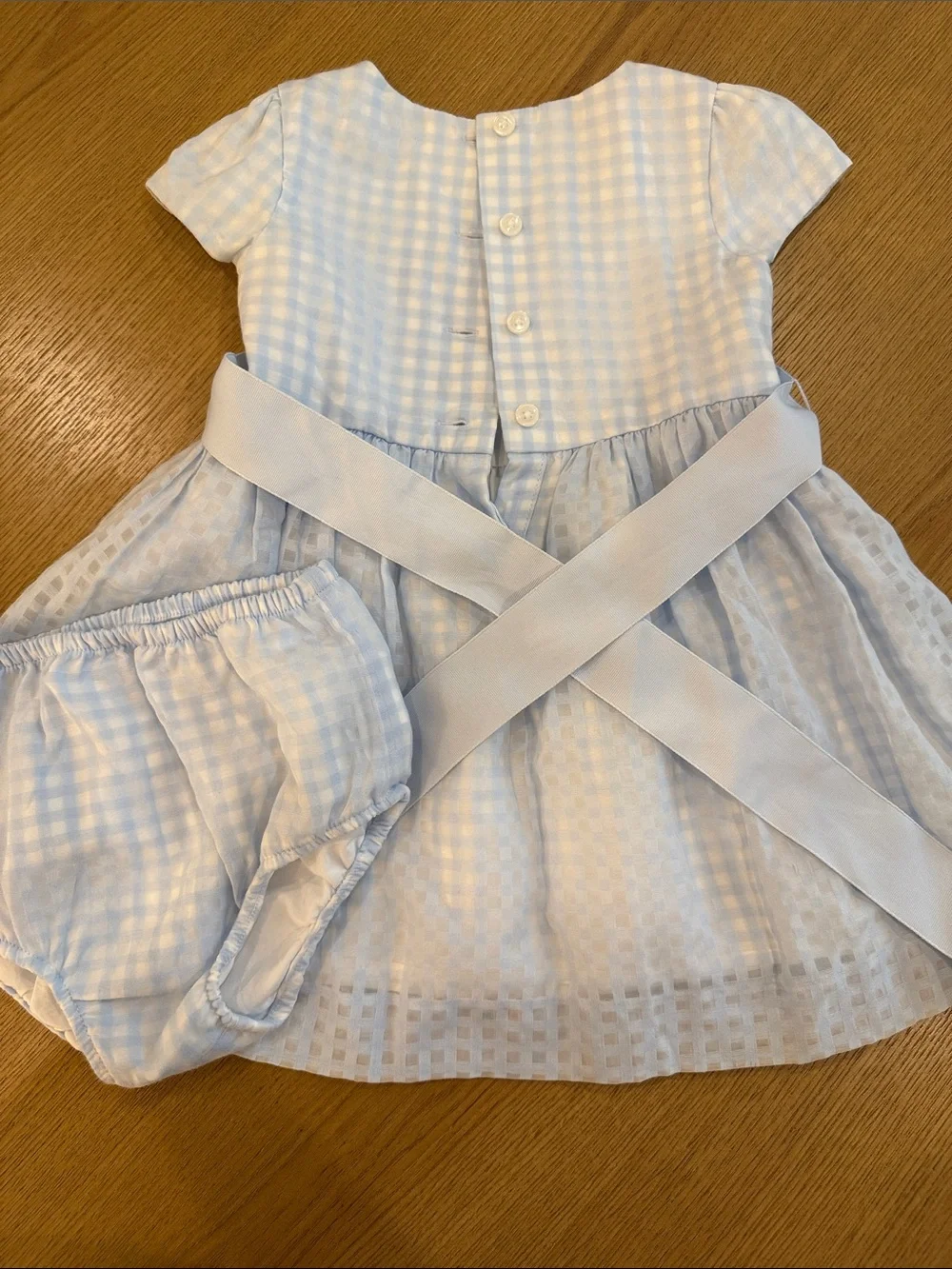Ralph Lauren Light Blue Gingham Baby Dress with Bloomers